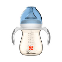 好孩子PPSU奶瓶小饿魔系列蓝色240ml 宽口径奶带手柄吸管母乳质感