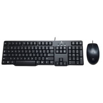 Logitech/罗技 MK100 二代 经典键盘鼠标套装 防水有线键鼠套装 键盘PS接口+鼠标USB接口 全新盒装(黑色 MK100二代)
