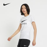 Nike耐克女子短袖女装新款圆领休闲健身运动休闲T恤CI1384-010/ CI1384-100(CI1384-100白色 S)