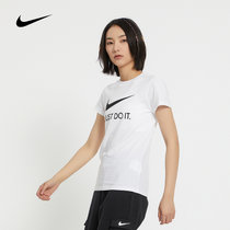 Nike耐克女子短袖女装新款圆领休闲健身运动休闲T恤CI1384-010/ CI1384-100(CI1384-100白色 L)