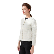 女款轻薄短款修身羽绒服大衣保暖内胆圆领外套韩版显瘦上衣6827(白色 XL)