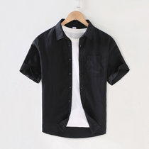 “CaldiceKris （中国CK）夏季新款男士休闲薄款方领衬衫CK-F917“(黑色 XL)