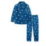 巴拉巴拉男童睡衣秋冬季套装中大童加厚保暖长袖法兰绒儿童家居服(130cm 蓝白色调)