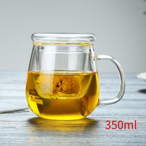 加厚耐热玻璃杯水杯子办公室女带盖花茶杯带把过滤茶水分离泡茶杯7xz(【加厚】350ML玲珑杯（铁塔）)