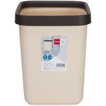 得力（deli）压圈方形垃圾桶 家用清洁桶纸篓 办公用品 18820 中号 浅灰(浅棕色)