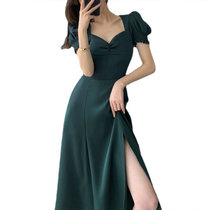 CaldiceKris （中国CK）法式复古开叉连衣裙CK-F1893(绿色)
