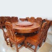 红木家具红木餐桌实木餐桌圆形饭桌一桌八椅非洲黄花梨木(一把椅子)