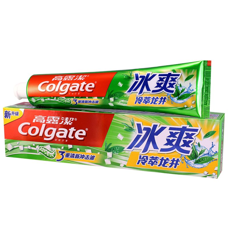 高露洁冰爽龙井青柠牙膏180g清新口气新老包装随机发