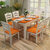 实木伸缩餐桌 折叠餐桌 餐桌椅组合 圆形饭桌 餐厅家具1A2(一桌六椅地中海)