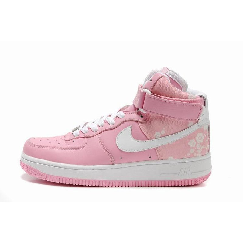 休闲鞋板鞋nike耐克空军af1张柏芝同款女高帮粉白樱花板鞋334031611