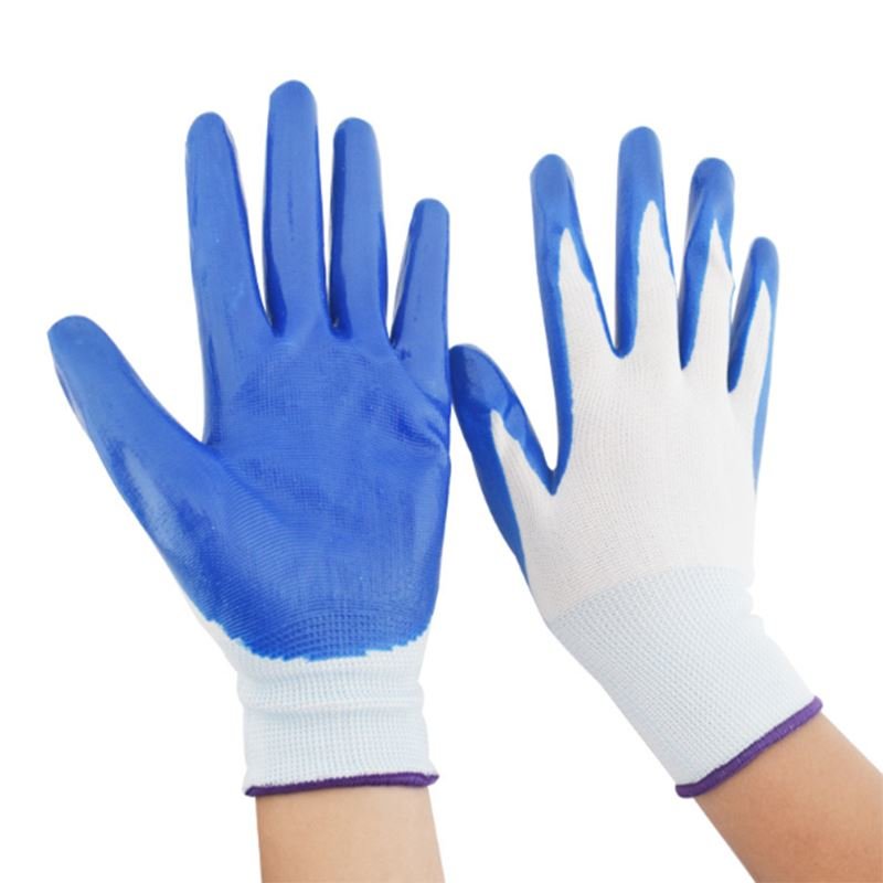 c25浸胶手套12双蓝色浸胶手部防护耐磨防滑带胶皮加厚挂胶工业施い