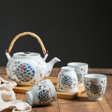 日式手绘陶瓷水具一壶四杯高温釉下彩鹤鸣凉水壶家用送礼茶具套装