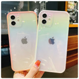 彩虹镭射渐变iPhone11苹果12promax手机壳全包(硬壳【粉绿色】 苹果11pro)