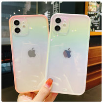 彩虹镭射渐变iPhone11苹果12promax手机壳全包(黑色（双面防爆玻璃 镜头全包）带卡扣 华为Mate40（手机壳）)