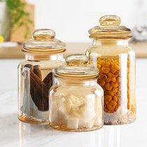 密封罐透明蜂蜜柠檬瓶泡菜坛子大号玻璃瓶食品调料茶叶储物罐带盖(【人气】光身-3件套)