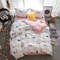 喜来棉家纺 学生四件套单人床宿舍三件套韩版活性床上用品卡通印花套件(1.2m床三件套)