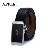 Apple苹果男士皮带 时尚头层牛皮按钮自动扣皮带腰带15015117020(黑色款式1)