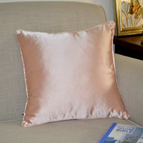 欧式纯色仿真丝绸沙发抱枕/靠垫套/床头办公靠枕 满额包邮(粉红色)