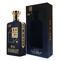 永丰二锅头 永丰牌北京二锅头黑瓶 自黑小方瓶 清香型白酒 46度黑金500ml(一支)