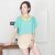 EVEI夏季潮流女装韩版时尚假两件套雪纺衫 怡惟荷叶袖宽松女式上衣320942(绿色 XL)