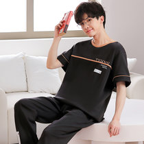 金莎拉睡衣男夏季短袖长裤大码运动休闲薄款家居服套装(P1107 XL)