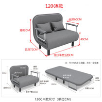 沙发床可折叠两用多功能简易布艺双人折叠床单人小户型客厅网红款((双人款)120cm宽 灰色沙发床 1.5米以下)