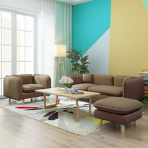 忆斧至家 北欧小户型布艺沙发日式简约现代客厅卧室咖啡厅单人双人三人沙发(棕色 小三人位（1.8m）)