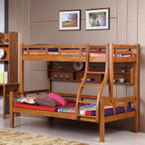 御品工匠中式实木子母床橡木儿童床上下铺双层床高低床家具母子床F065(不带书架 1.5*1.9M)