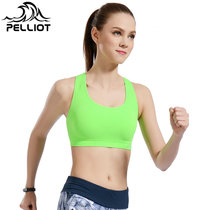 法国PELLIOT伯希和专业运动内衣女 高强度防震健身背心式文胸跑步内衣  6621602(霓虹绿 L)