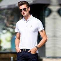 啄木鸟(TUCANO)2021夏季新款男士短袖polo衫时尚休闲百搭翻领男式t恤L码白 气质纯色绣标Polo衫