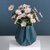北欧陶瓷折纸花瓶莫兰迪花器仿真花艺玫瑰套装客厅玄关装饰摆件(墨蓝花瓶+粉色雏菊)