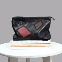 卢比亚2017新款男士手包信封包韩版手抓包男大容量休闲手拿包(黑色)