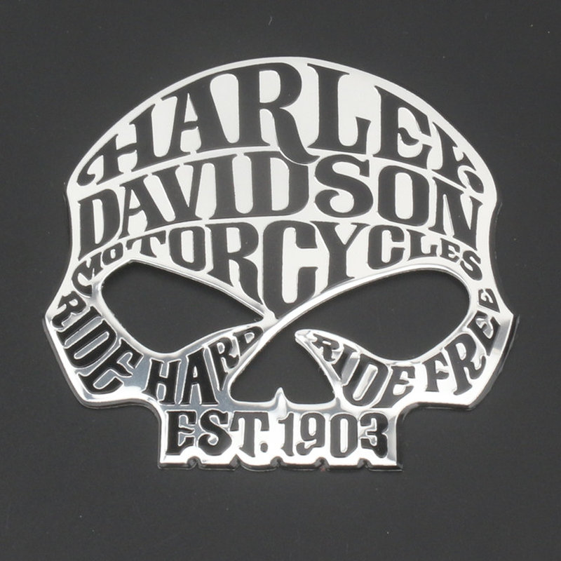 摩托个性装饰贴 哈雷骷髅头车标 改装金属车身贴 车尾标 创意车贴