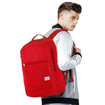 KIKSTYO双肩包男士背包新款笔记本电脑包高中大学生书包出差包(红色)