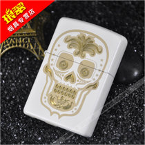 打火机zippo正版美国原装进口煤油芝宝白哑漆怪趣骷髅头28792纯铜