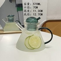 日式ins耐热玻璃花茶壶水果茶壶提梁泡茶壶下午茶茶具套装(绿色单个茶壶)