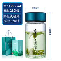 万象单层玻璃女水杯可爱大容量花茶杯个性潮流耐热便携杯子U126AL(孔雀绿)
