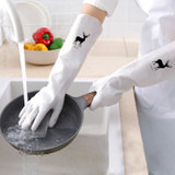 雅高白色橡胶手套3双装1217 家务手套 指尖加厚洗碗手套乳胶手套