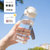高颜值水杯子女学生夏季简约便携塑料透明夏日水瓶ins风2021新款(格调白-450ml【送杯刷+贴纸】)