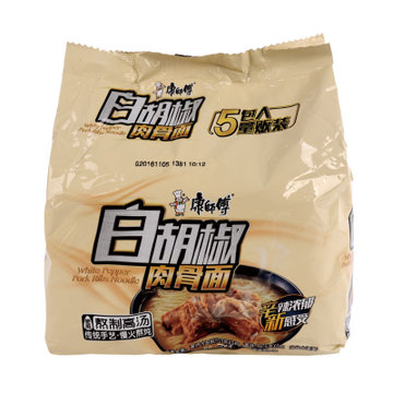 康师傅方便面经典五包入(白胡椒肉骨味)103g*5包/组