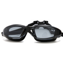 羽克泳镜游泳眼镜高清防水防雾大框平光度数男士女士儿童装备(无电镀黑色)