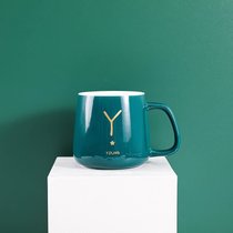 陶瓷马克杯带盖勺创意早餐杯子喝水杯男女生情侣咖啡杯办公室茶杯(新Y-单杯)