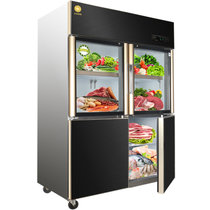 中冷（ZL）厨房冰箱商用上冷藏下冷冻展示柜立式保鲜柜点菜柜速冻柜酒店厨房柜冰吧(CF-1200A四门上玻下钢)