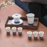 玉柏玲珑米粒8头茶具家和业旺 景德镇 玲珑瓷 整套茶具