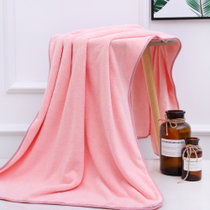 斜月三星珊瑚绒洗澡巾浴巾粉色珊瑚绒浴巾【60*120cm】 快速吸水 超柔速干