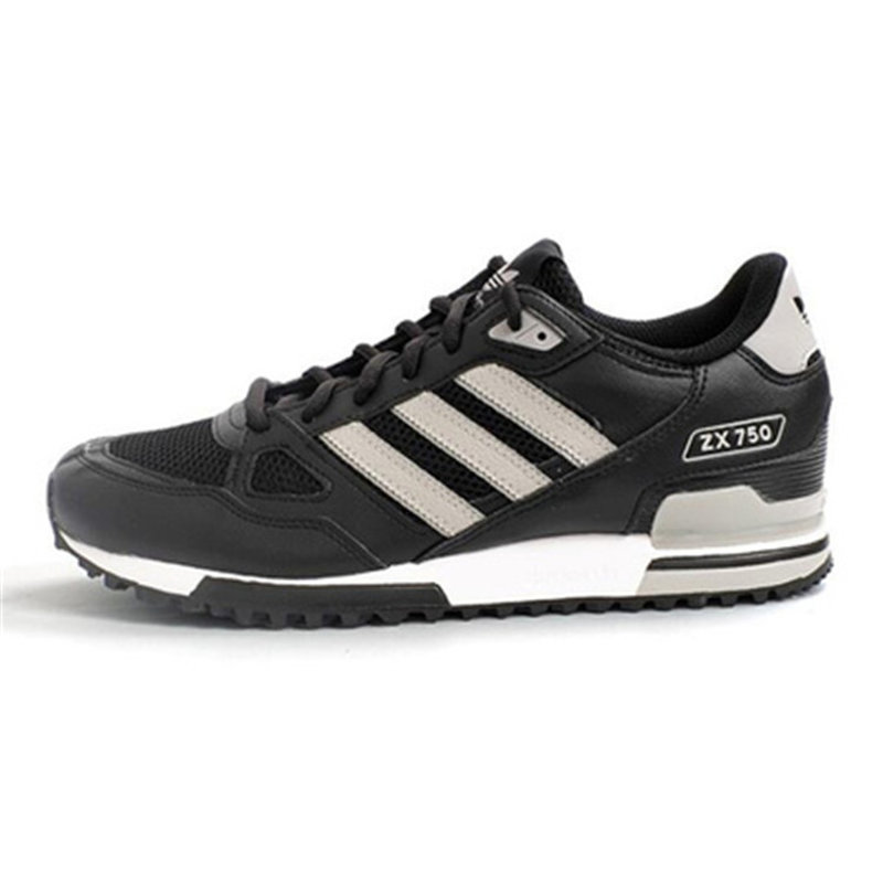 阿迪达斯2017新款三叶草zx750运动透气休闲情侣潮流跑步鞋bb1220黑白