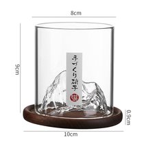 威士忌酒杯观山藏山杯富士山玻璃杯子日式家用耐热手工制作红酒杯(酒杯【大号】+胡桃木杯垫)